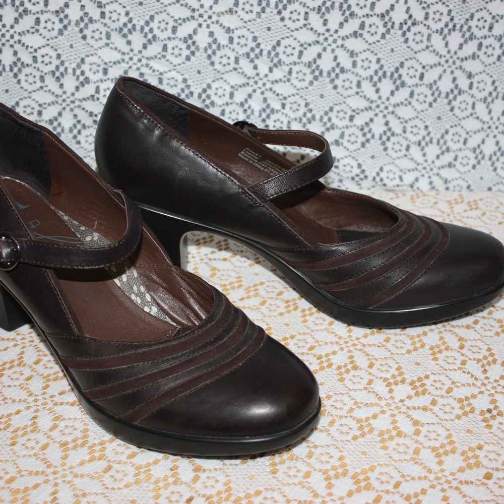 Dansko Dark Brown Leather Mary Jane Clogs